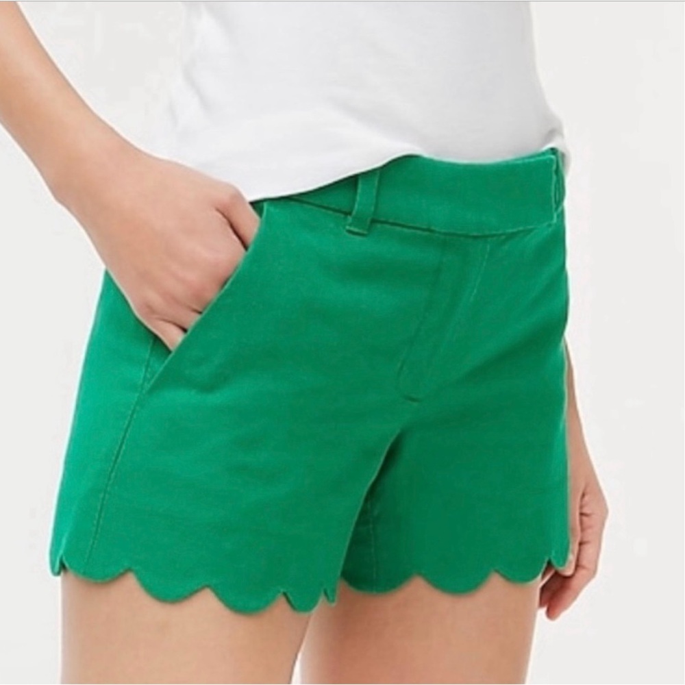 NWT J.Crew 4” Linen-Cotton Scalloped Hem Short Sz 4 L2142